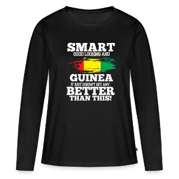 Guinée - T-shirt manches longues Premium bio Femme - noir - Devant - Julia (174cm)