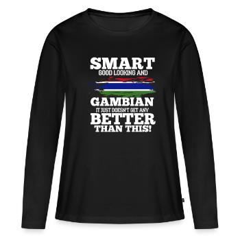 Ghana - T-shirt manches longues Premium bio Femme - noir - Devant - Julia (174cm)