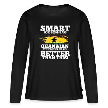 Ghana - T-shirt manches longues Premium bio Femme - noir - Devant - Julia (174cm)