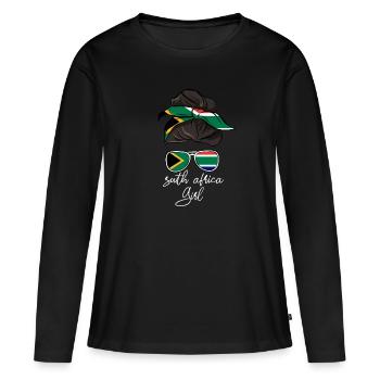 Afrique du Sud - T-shirt manches longues Premium bio Femme - noir - Devant - Julia (174cm)