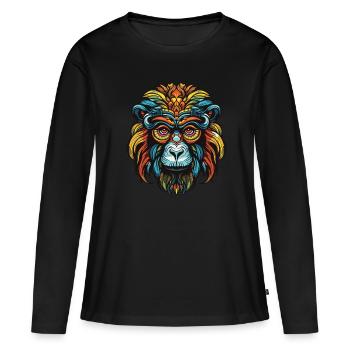 Portrait de singe - T-shirt manches longues Premium bio Femme - noir - Devant - Julia (174cm)