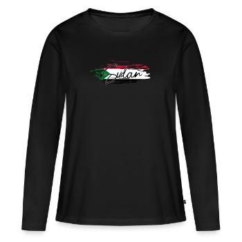 Soudan - T-shirt manches longues Premium bio Femme - noir - Devant - Julia (174cm)