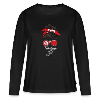 Tunisie - T-shirt manches longues Premium bio Femme - noir - Devant - Julia (174cm)