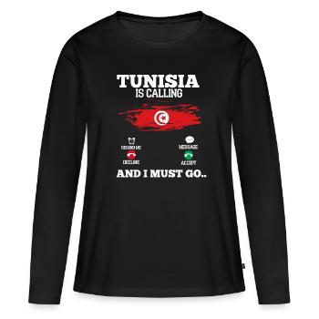 Tunisie - T-shirt manches longues Premium bio Femme - noir - Devant - Julia (174cm)