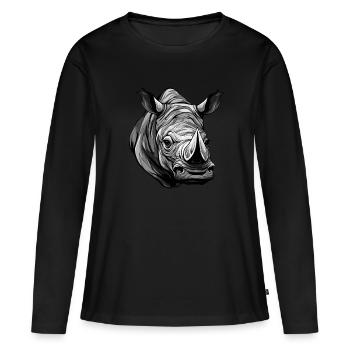 Nashorn Portrait - Frauen Premium Bio Langarmshirt - Schwarz - Vorne - Julia (174cm)