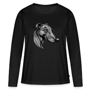 Greyhound Hund Portrait - Frauen Premium Bio Langarmshirt - Schwarz - Vorne - Julia (174cm)