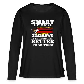 Zimbabwe - T-shirt manches longues Premium bio Femme - noir - Devant - Julia (174cm)