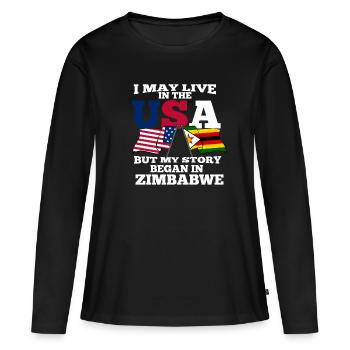 Zimbabwe - T-shirt manches longues Premium bio Femme - noir - Devant - Julia (174cm)