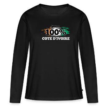 Côte d’Ivoire - T-shirt manches longues Premium bio Femme - noir - Devant - Julia (174cm)