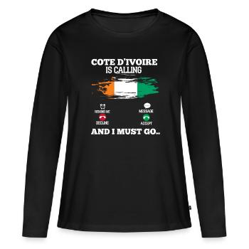 Côte d’Ivoire - T-shirt manches longues Premium bio Femme - noir - Devant - Julia (174cm)