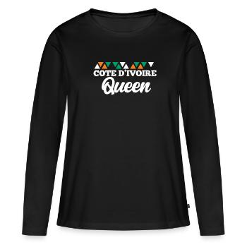 Côte d’Ivoire - T-shirt manches longues Premium bio Femme - noir - Devant - Julia (174cm)