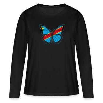 Congo - T-shirt manches longues Premium bio Femme - noir - Devant - Julia (174cm)