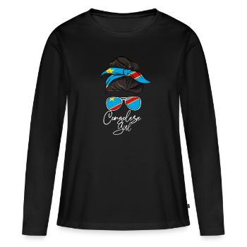 Congo - T-shirt manches longues Premium bio Femme - noir - Devant - Julia (174cm)