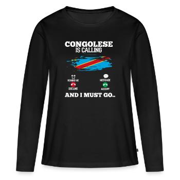Congo - T-shirt manches longues Premium bio Femme - noir - Devant - Julia (174cm)
