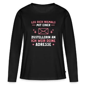 Post Paketdienst Postbotin Zustellerin Geschenk - Frauen Premium Bio Langarmshirt - Schwarz - Vorne - Julia (174cm)