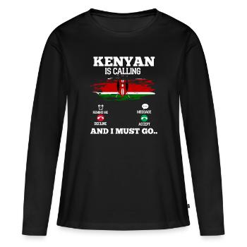 Kenya - T-shirt manches longues Premium bio Femme - noir - Devant - Julia (174cm)