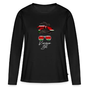 Kenya - T-shirt manches longues Premium bio Femme - noir - Devant - Julia (174cm)