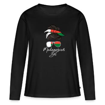 Madagascar - T-shirt manches longues Premium bio Femme - noir - Devant - Julia (174cm)