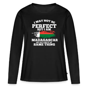 Madagascar - T-shirt manches longues Premium bio Femme - noir - Devant - Julia (174cm)