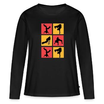 Breakdance - T-shirt manches longues Premium bio Femme - noir - Devant - Julia (174cm)