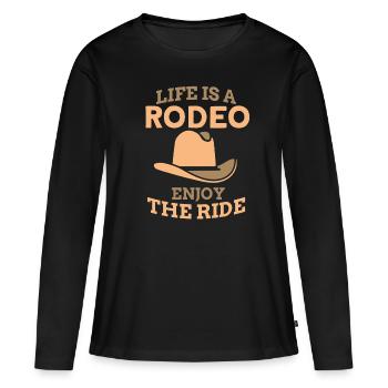 Rodéo - T-shirt manches longues Premium bio Femme - noir - Devant - Julia (174cm)