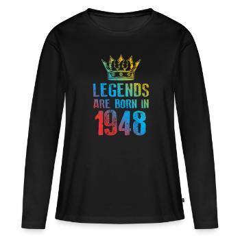 1948 Légendes nées en - T-shirt manches longues Premium bio Femme - noir - Devant - Julia (174cm)
