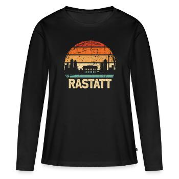 Rastatt - Frauen Premium Bio Langarmshirt - Schwarz - Vorne - Julia (174cm)