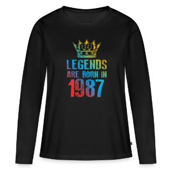 Légendes nées en 1987 - T-shirt manches longues Premium bio Femme - noir - Devant - Julia (174cm)
