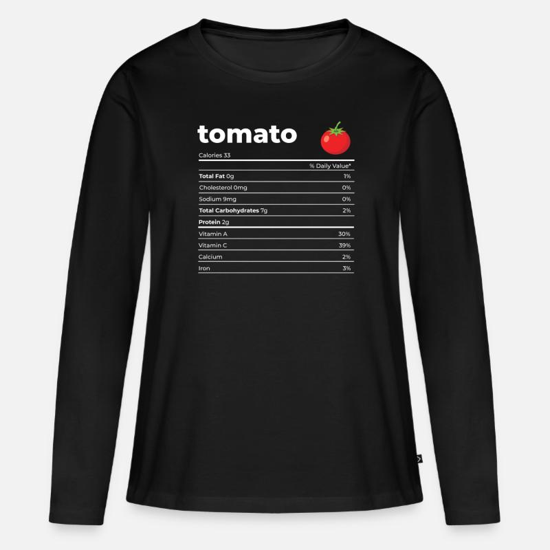 Nährwertangaben Tomate - Frauen Premium Bio Langarmshirt - Schwarz