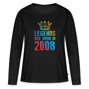 2008 Légendes nées en - T-shirt manches longues Premium bio Femme - noir - Devant - Julia (174cm)