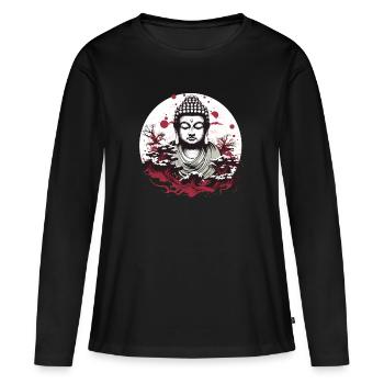 Buddha-Statue - Frauen Premium Bio Langarmshirt - Schwarz - Vorne - Julia (174cm)