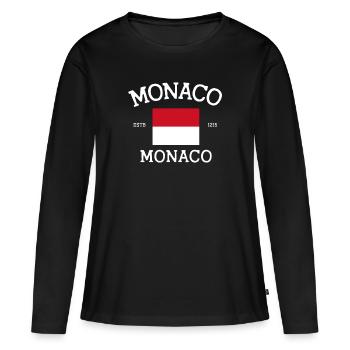 Monaco - T-shirt manches longues Premium bio Femme - noir - Devant - Julia (174cm)