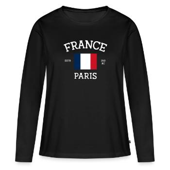 Frankreich - Frauen Premium Bio Langarmshirt - Schwarz - Vorne - Julia (174cm)