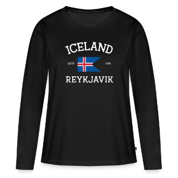 Islande - T-shirt manches longues Premium bio Femme - noir - Devant - Julia (174cm)