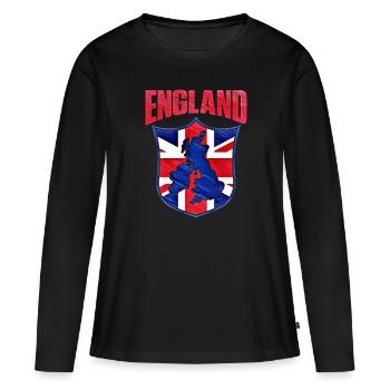 Angleterre - T-shirt manches longues Premium bio Femme - noir - Devant - Julia (174cm)