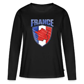 Frankreich - Frauen Premium Bio Langarmshirt - Schwarz - Vorne - Julia (174cm)