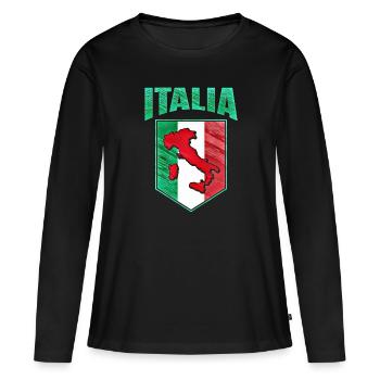 Italien - Frauen Premium Bio Langarmshirt - Schwarz - Vorne - Julia (174cm)