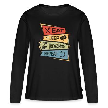 Backgammon - Frauen Premium Bio Langarmshirt - Schwarz - Vorne - Julia (174cm)