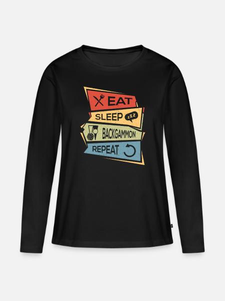 Backgammon - Frauen Premium Bio Langarmshirt - Schwarz