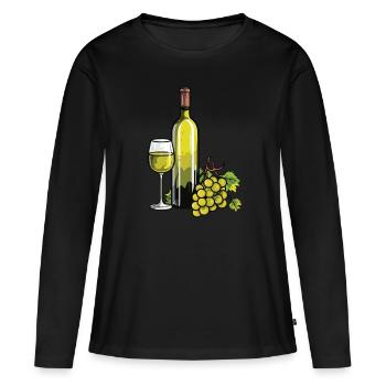 Verre à vin VinRaisins Vin - T-shirt manches longues Premium bio Femme - noir - Devant - Julia (174cm)