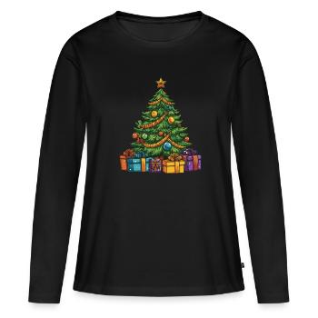 sapin sapin sapin de Noël sapin - T-shirt manches longues Premium bio Femme - noir - Devant - Julia (174cm)