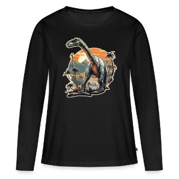 Dinosaurier / Tier / Urzeit / Reptil / Jungs - Frauen Premium Bio Langarmshirt - Schwarz - Vorne - Julia (174cm)