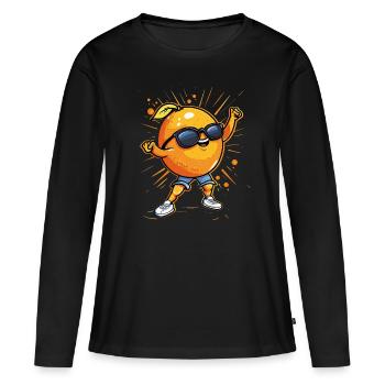 Orange - Frauen Premium Bio Langarmshirt - Schwarz - Vorne - Julia (174cm)
