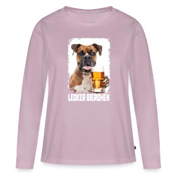 Lecker Bierchen Boxer - Frauen Premium Bio Langarmshirt - Altrosa - Vorne - Julia (174cm)