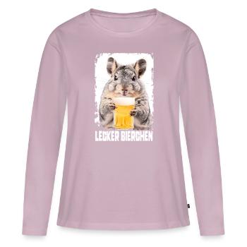 Lecker Bierchen Chinchilla - Frauen Premium Bio Langarmshirt - Altrosa - Vorne - Julia (174cm)