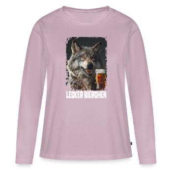 Delicious Beer Wolf - Women's Premium Organic Long Sleeve Shirt - dusky pink - Front - Julia (174cm)
