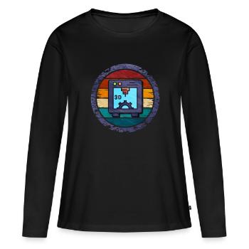 Impression 3D - T-shirt manches longues Premium bio Femme - noir - Devant - Julia (174cm)