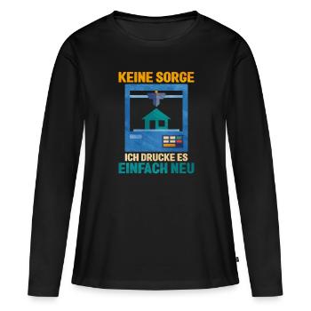 Impression 3D - T-shirt manches longues Premium bio Femme - noir - Devant - Julia (174cm)