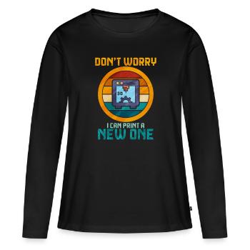 Impression 3D - T-shirt manches longues Premium bio Femme - noir - Devant - Julia (174cm)