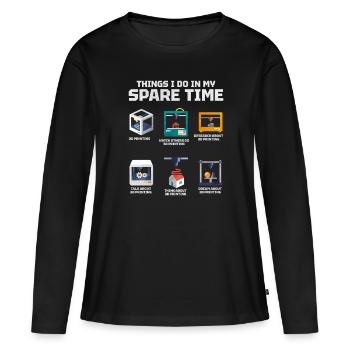 Impression 3D - T-shirt manches longues Premium bio Femme - noir - Devant - Julia (174cm)